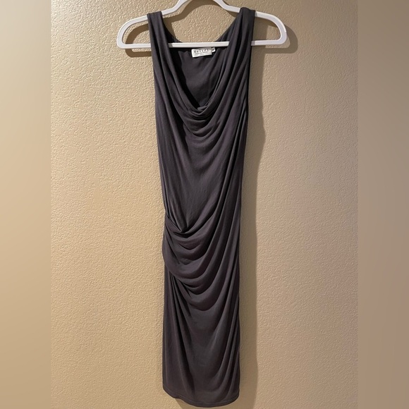 Velvet by Graham & Spencer Dresses & Skirts - Velvet by Graham & Spencer Charcoal Draped Midi Dress